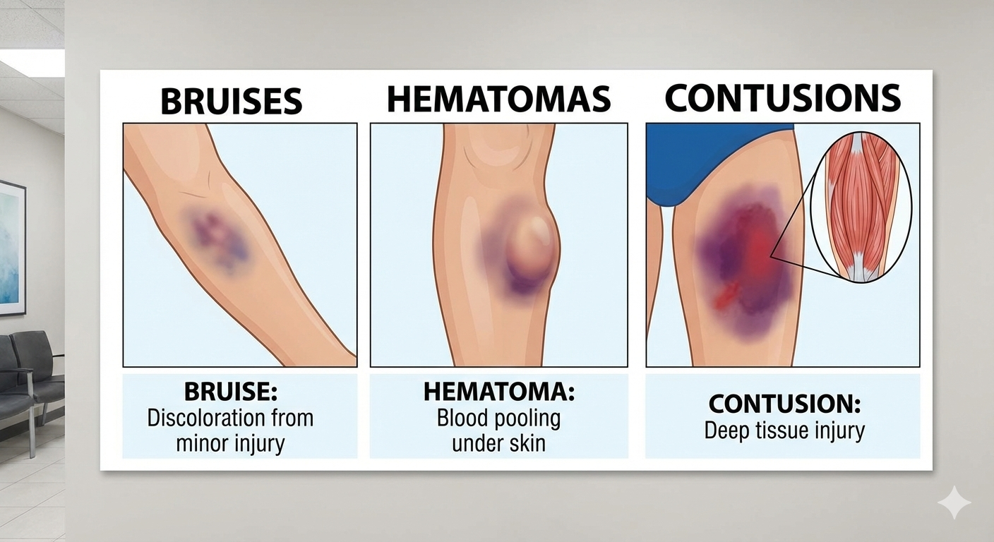 Bruises, hematomas, contusions