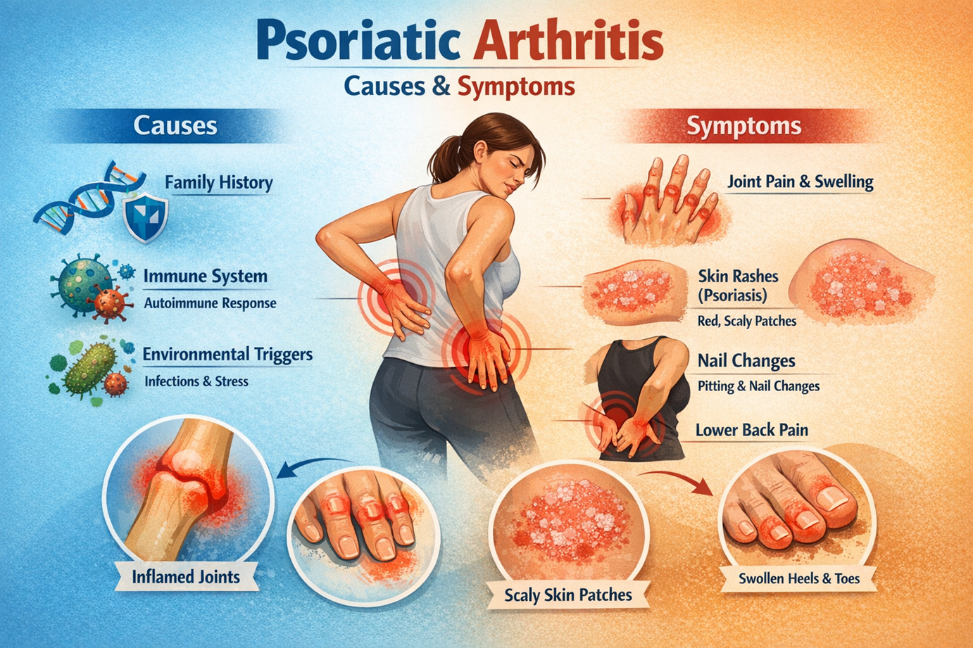 Psoriatic arthrits causes and symptoms