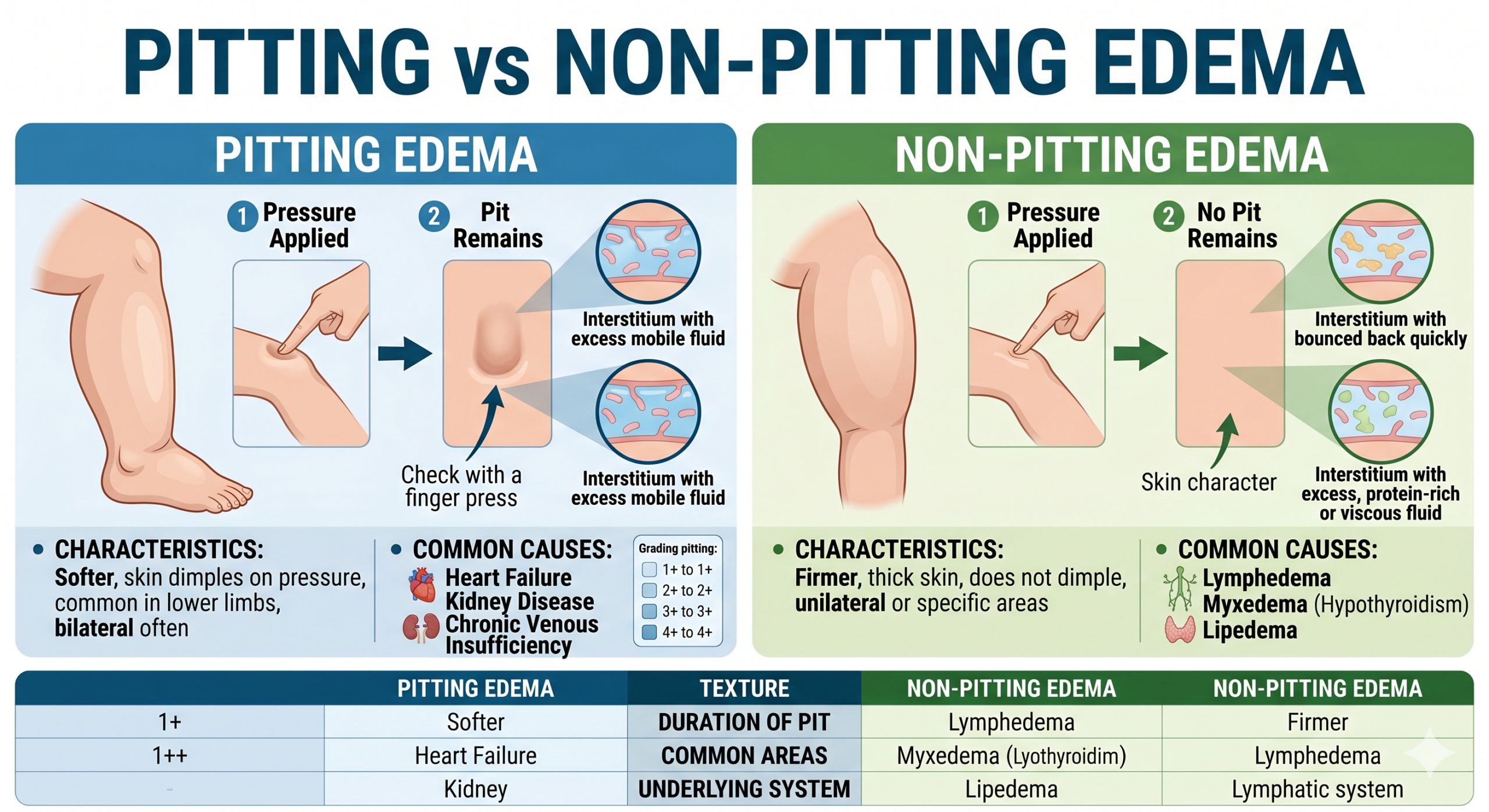Pitting vs Non-pitting Edema
