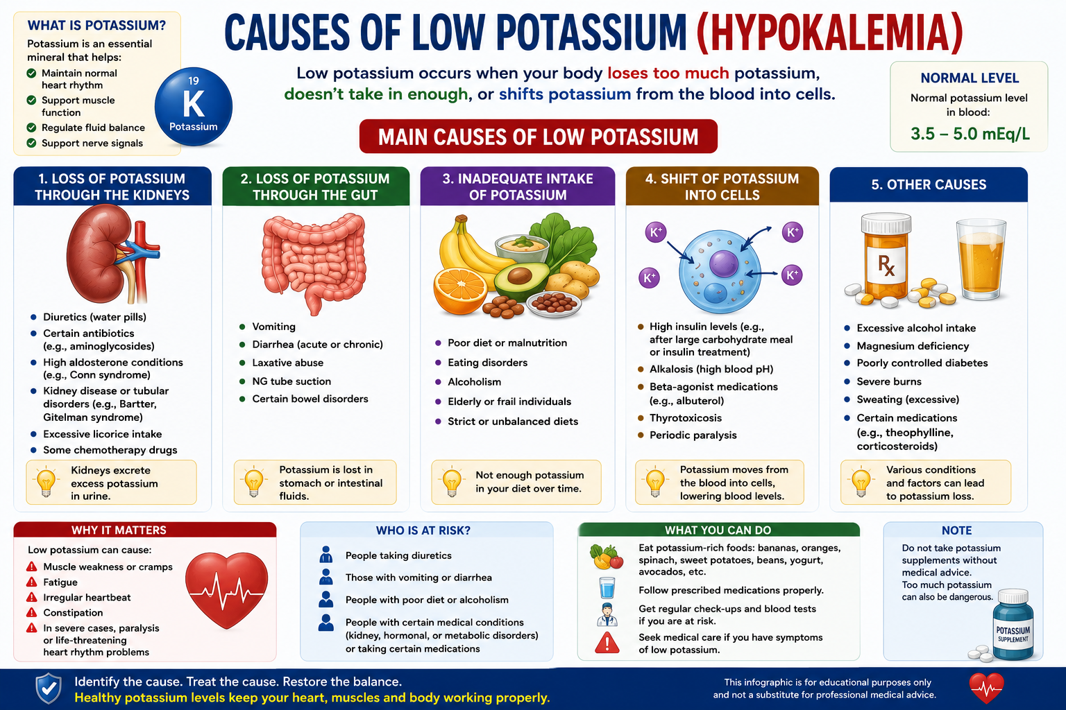 Causes of low potassium