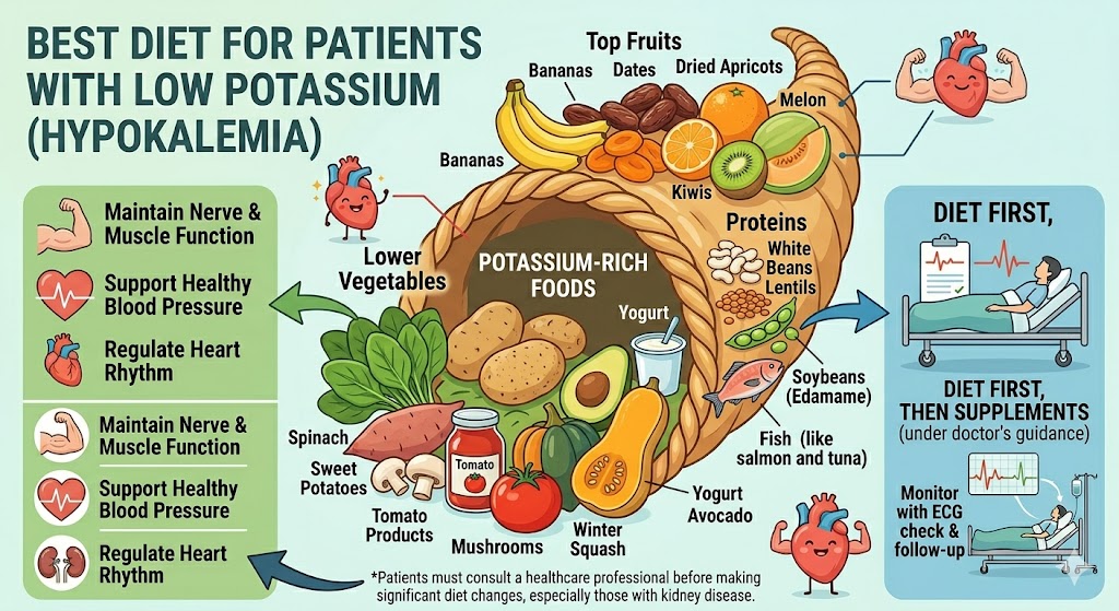 Diet for patients with hypokalemia