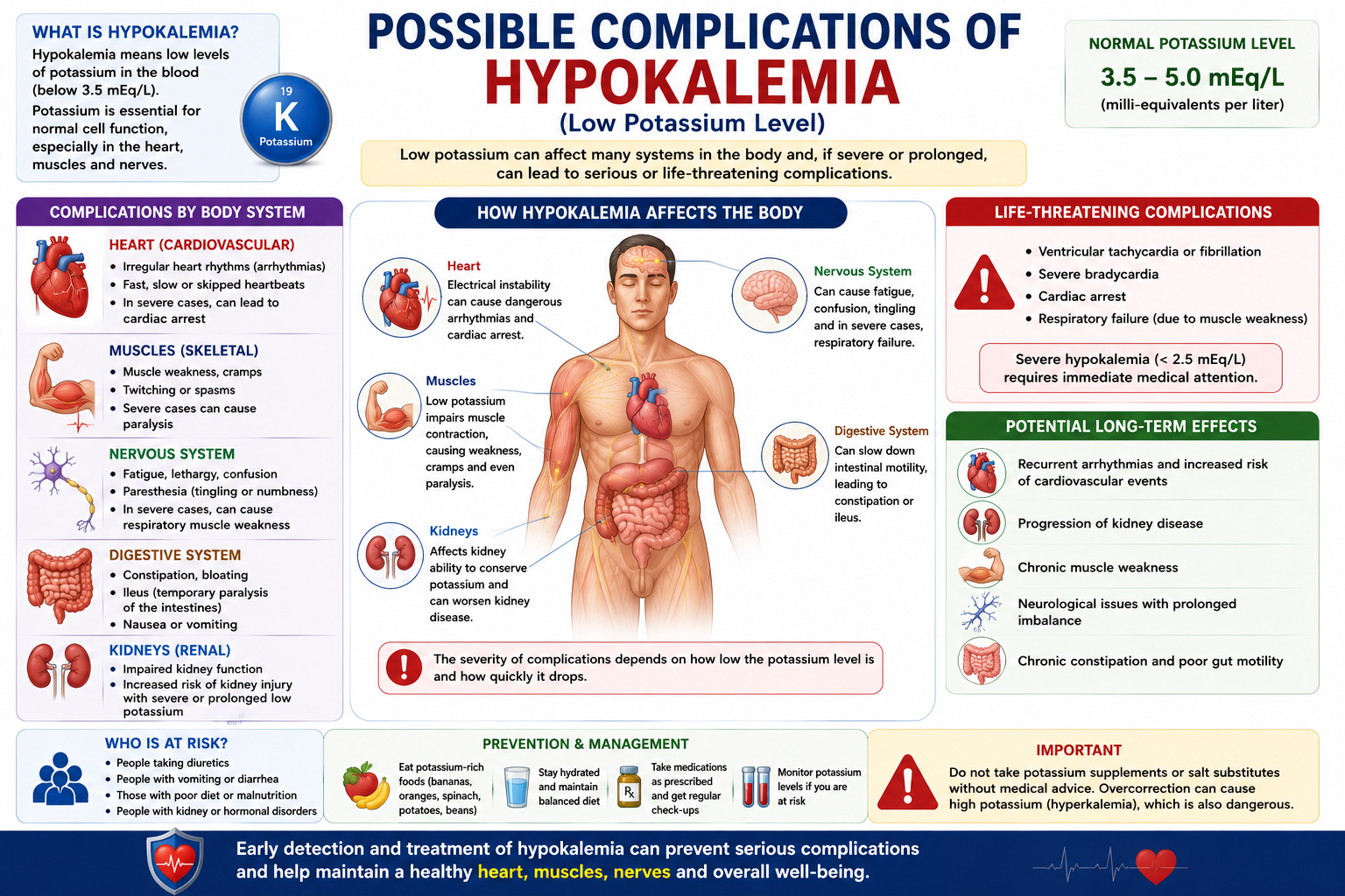 Possible Complications of low potassium