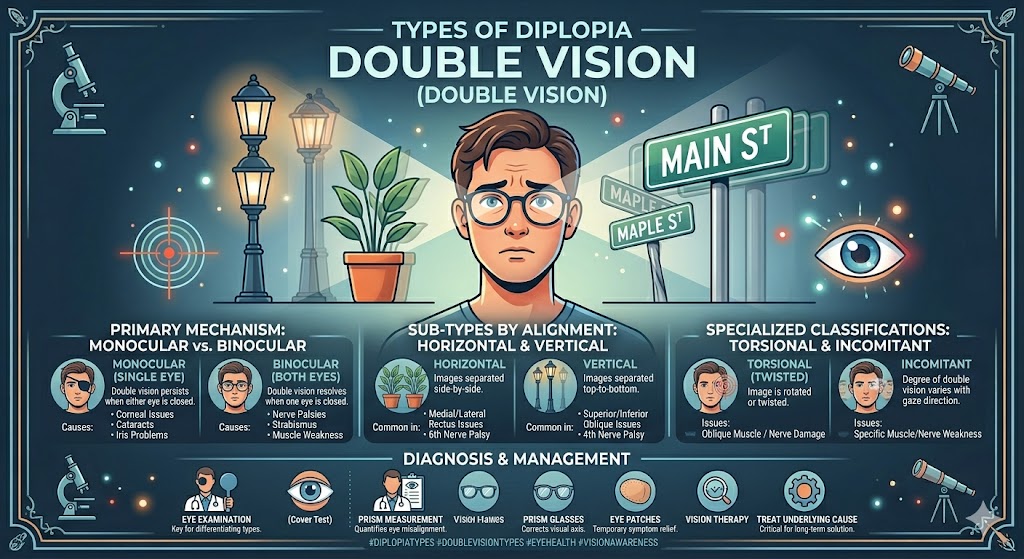 Types of Diplopia (double vision)
