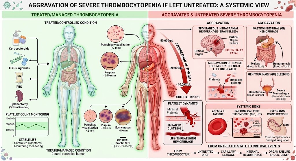 Aggravation of low platelets count if left untreated
